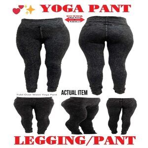 🛑BULLY High Waist ➕🆒 LEGGING PANT Fold Over SLIM LEG Mineral Wash 💸BUY NOW‼️